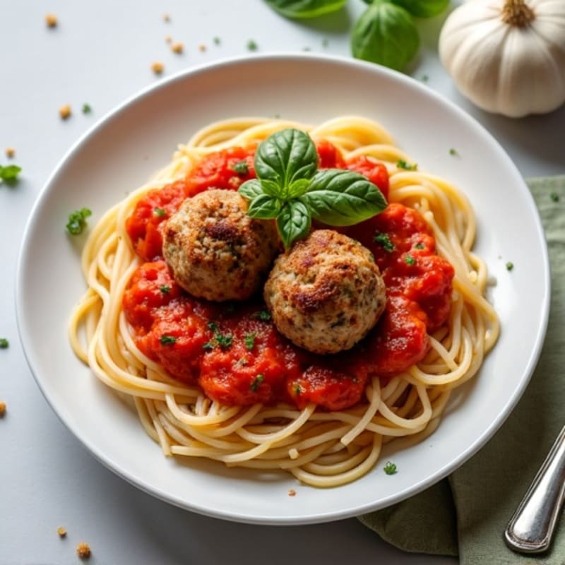 Lean Turkey Meatballs with Whole Wheat Spaghetti and Fresh Tomato Sauce
