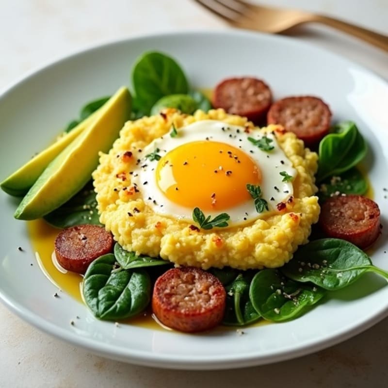 Egg White Scramble with Spinach and Turkey Sausage