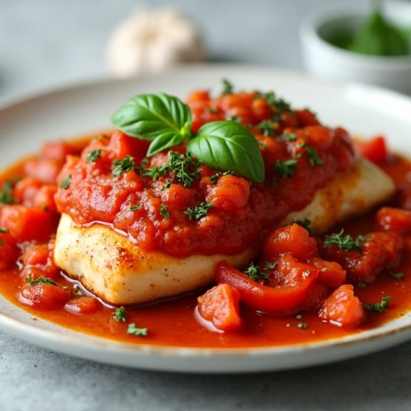Braised Chicken with Bell Peppers and Herb Tomato Sauce