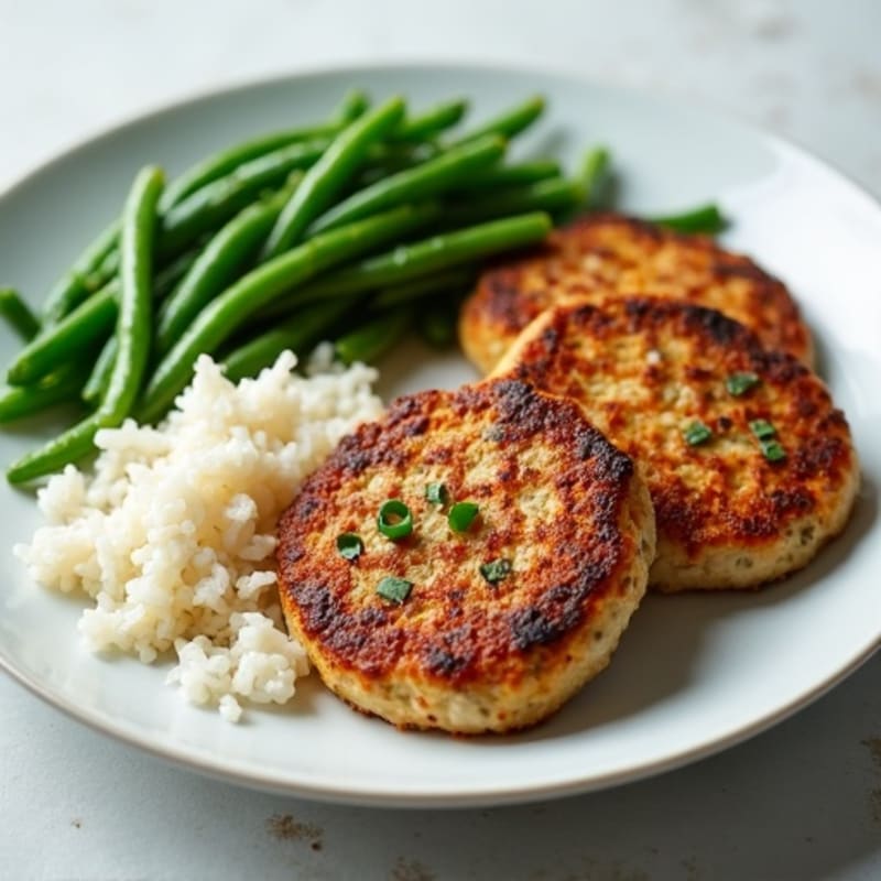 Seared Turkey Patties with Steamed Green Beans