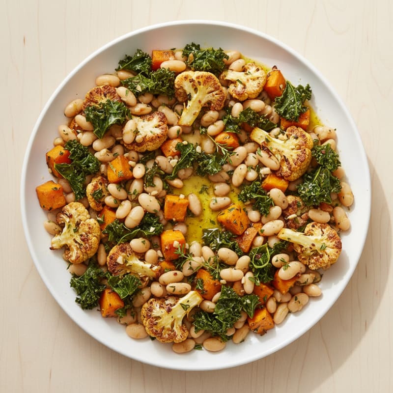 Herb-Roasted Cauliflower and White Bean Skillet