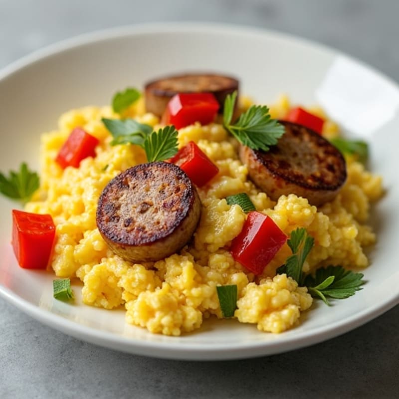 Savory Chicken Sausage, Zucchini, and Egg Scramble