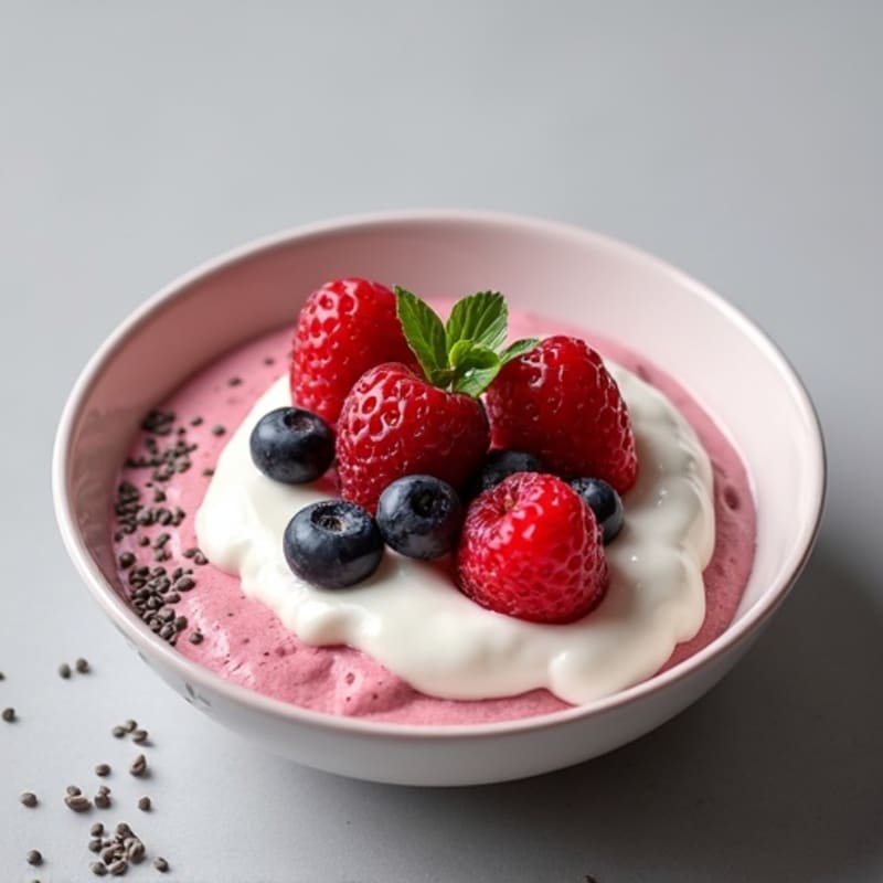 Greek Yogurt Protein Mousse with Mixed Berries