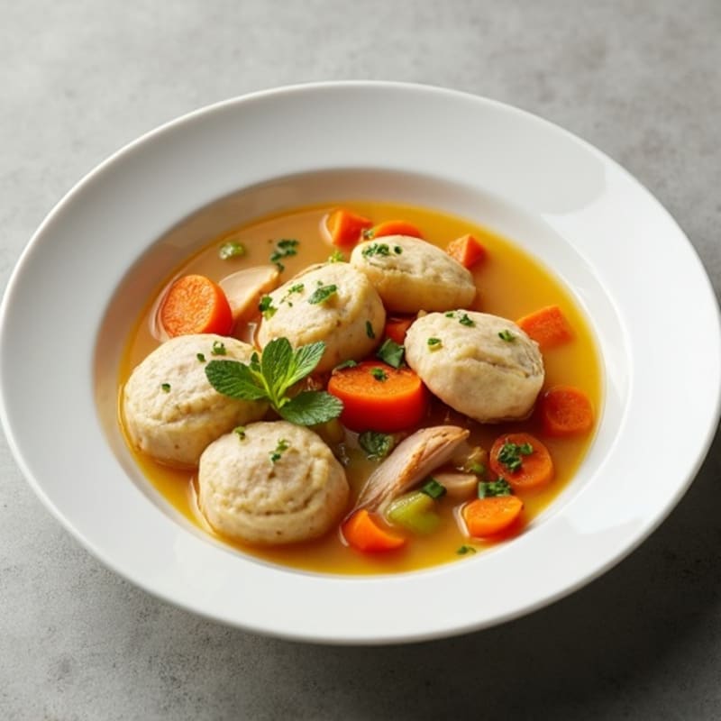 Creamy Chicken and Root Vegetable Stew with Herb Dumplings