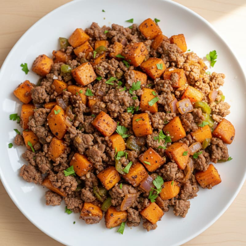 Ground Beef and Sweet Potato Skillet