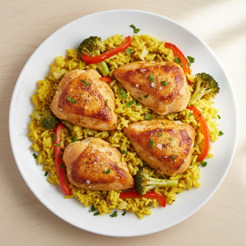 Golden Roasted Chicken and Rice Bake