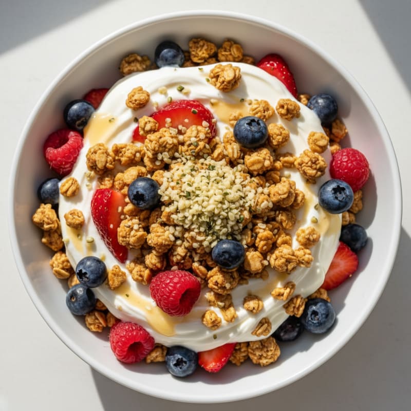 Greek Yogurt Parfait with Mixed Berries and Protein Granola