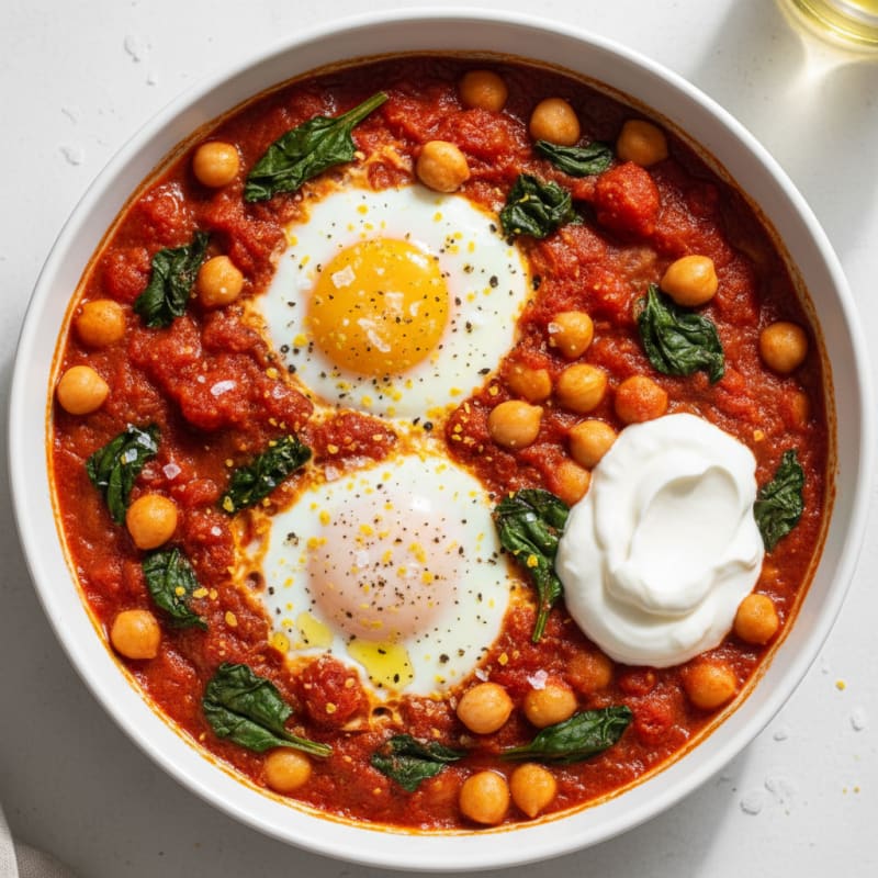 Chickpea and Tomato Baked Eggs