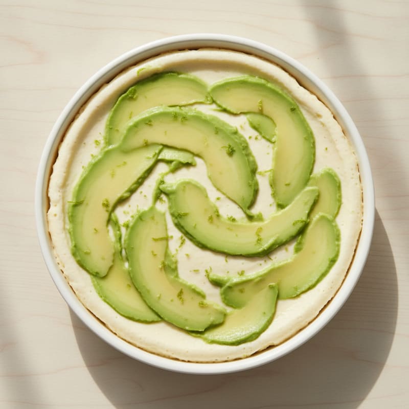 Silky Protein Cheesecake with Avocado Swirl