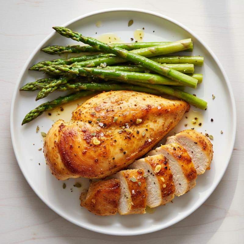 Golden Herb-Roasted Chicken Breast with Asparagus