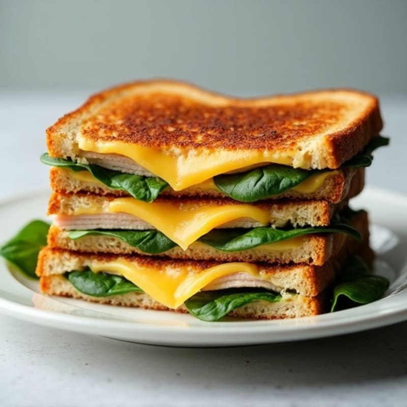 Crispy Turkey and Spinach Triple-Decker Grilled Cheese