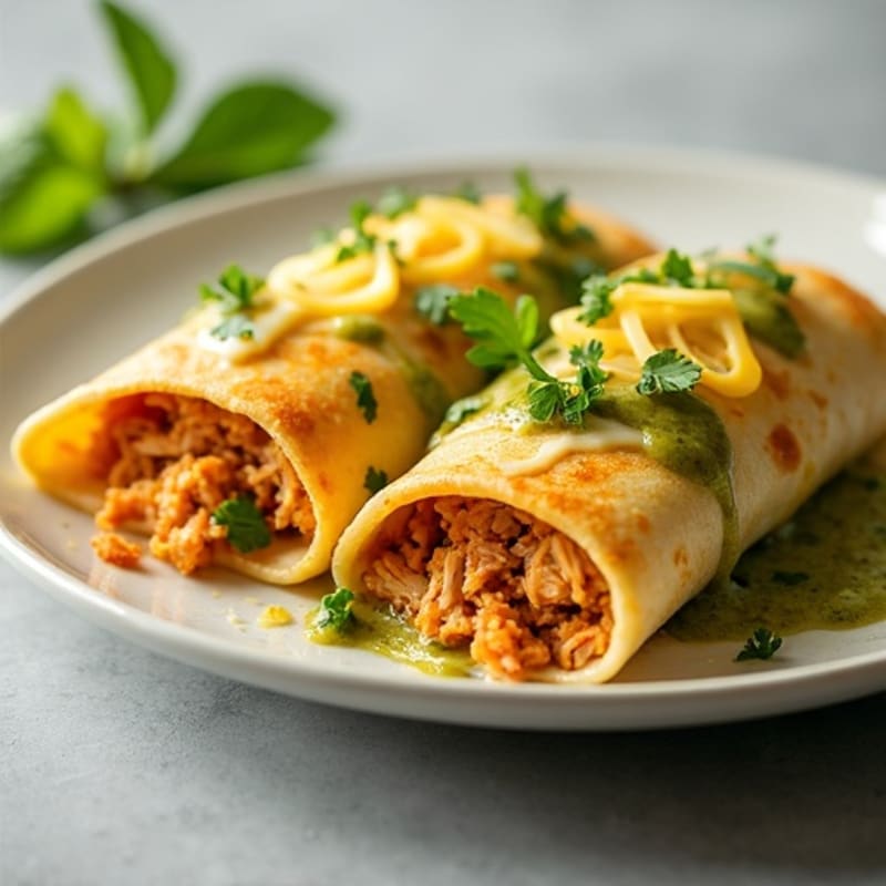 Salsa Verde Shredded Chicken Enchiladas
