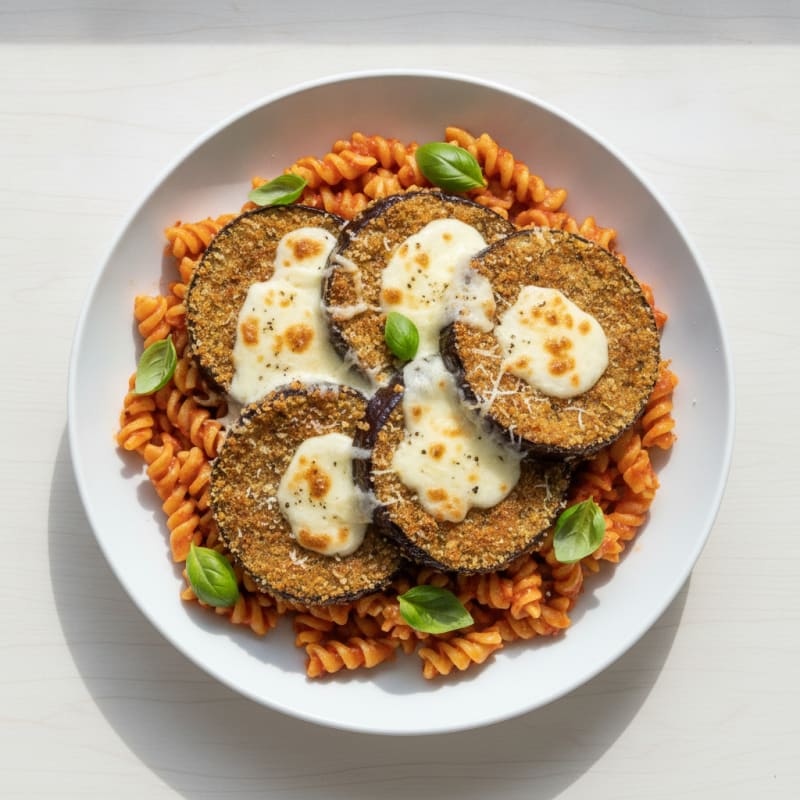 Baked Eggplant Parmesan with Marinara Pasta
