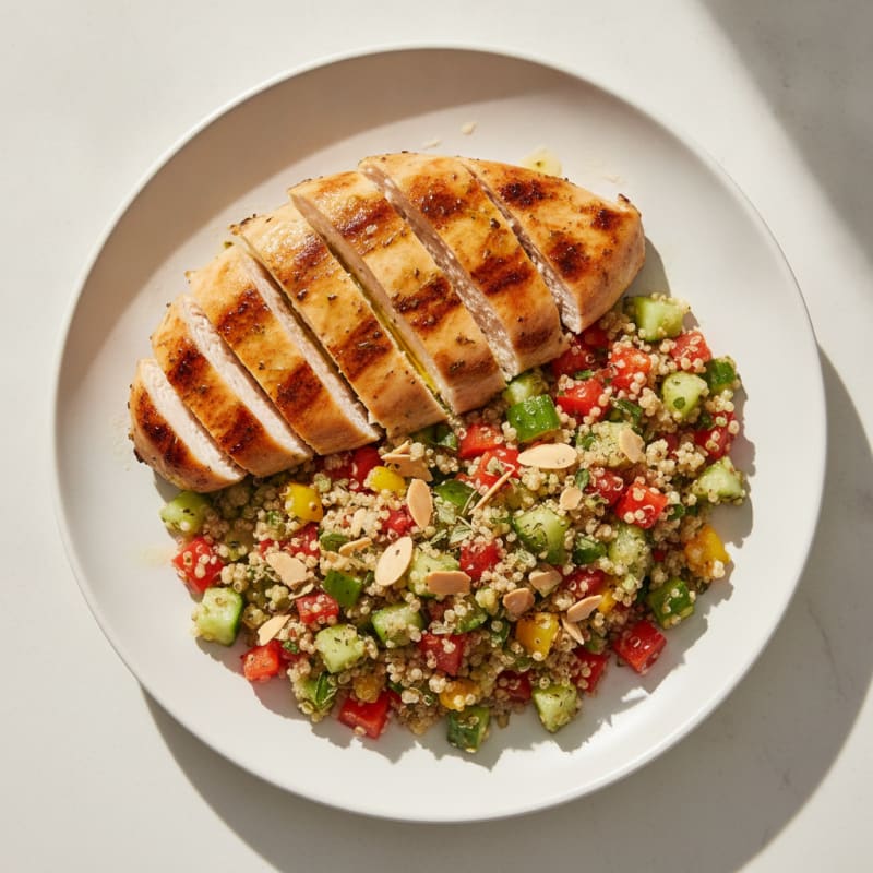 Grilled Chicken Breast with Crunchy Quinoa Salad