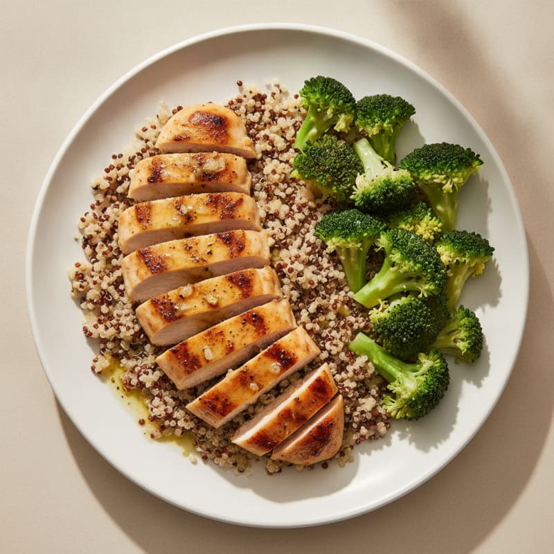 Grilled Chicken Breast with Quinoa and Steamed Broccoli