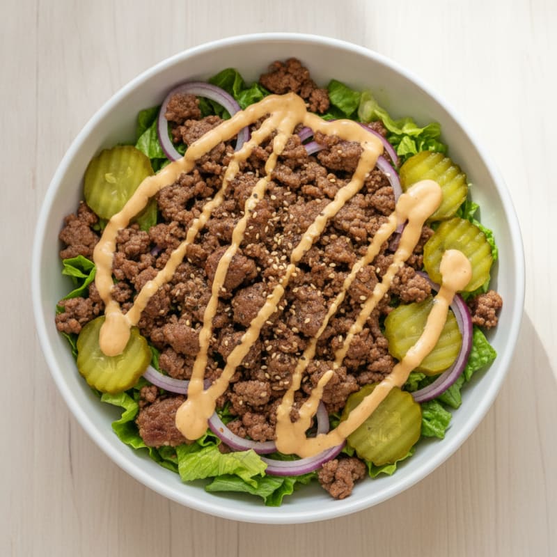 McDonald's Inspired Grass-Fed Burger Bowl