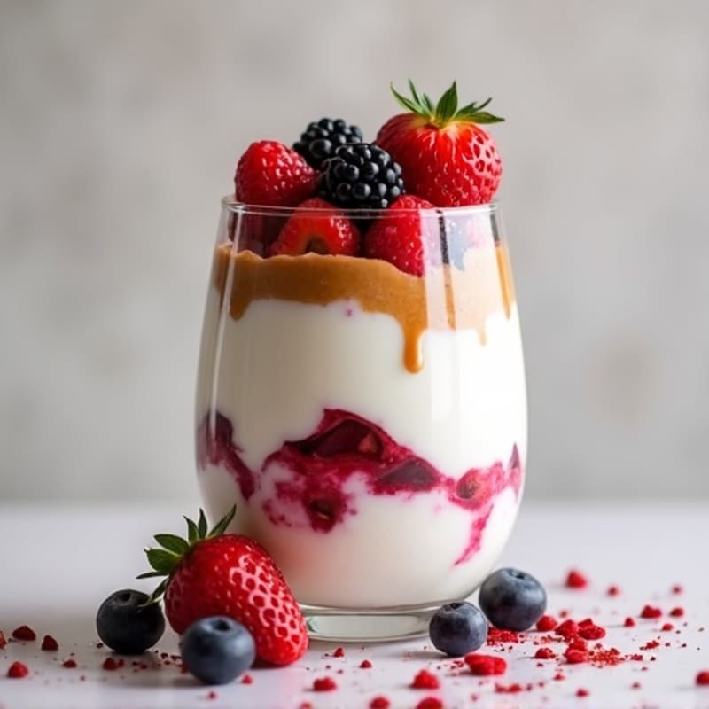 Greek Yogurt Protein Parfait with Berries and Almond Butter