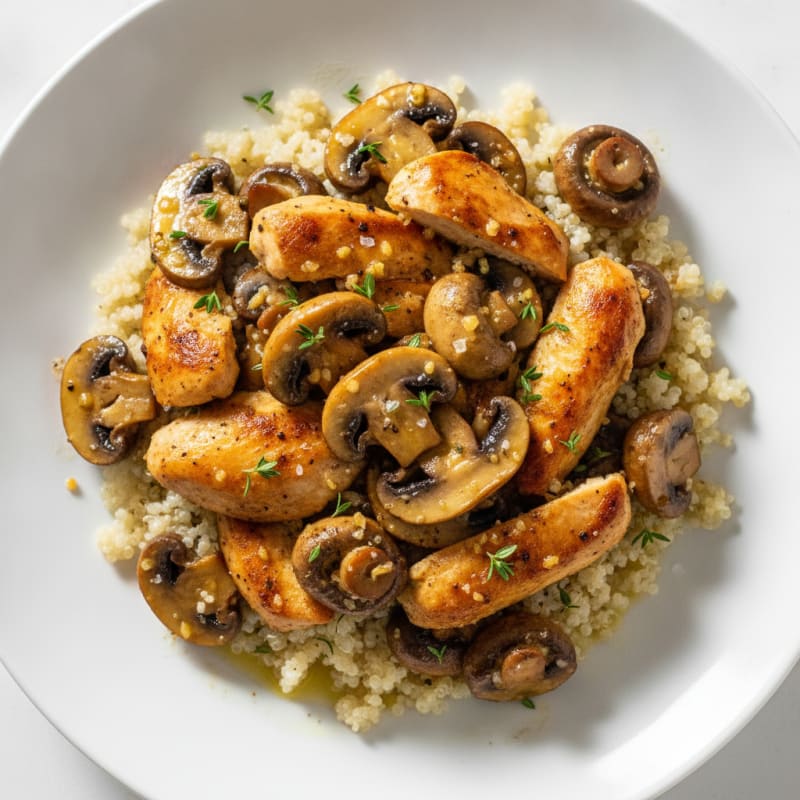 Roasted Garlic Butter Mushrooms with Seared Chicken