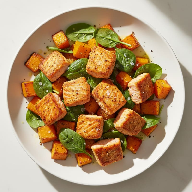 Golden Pan-Seared Salmon Bites with Roasted Squash
