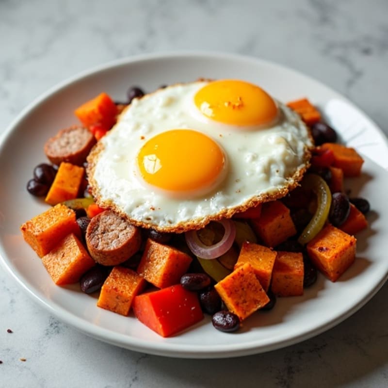Crispy Sweet Potato Hash with Fried Eggs
