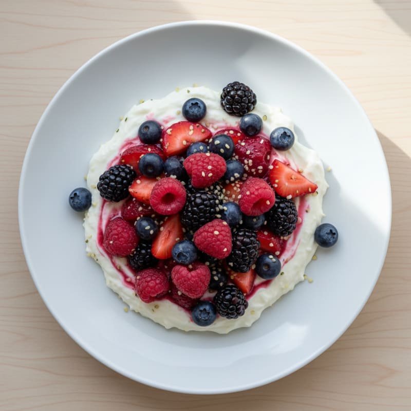 Silky Greek Yogurt Protein Mousse with Mixed Berries