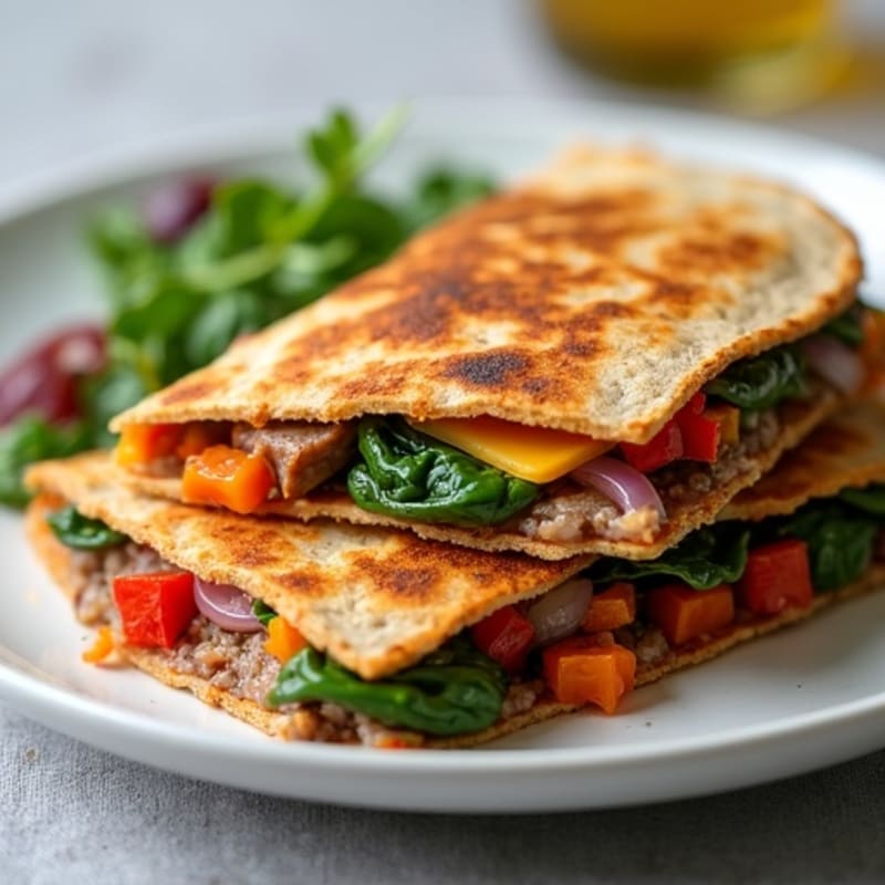 Lean Steak and Loaded Veggie Crispy Whole Wheat Quesadillas