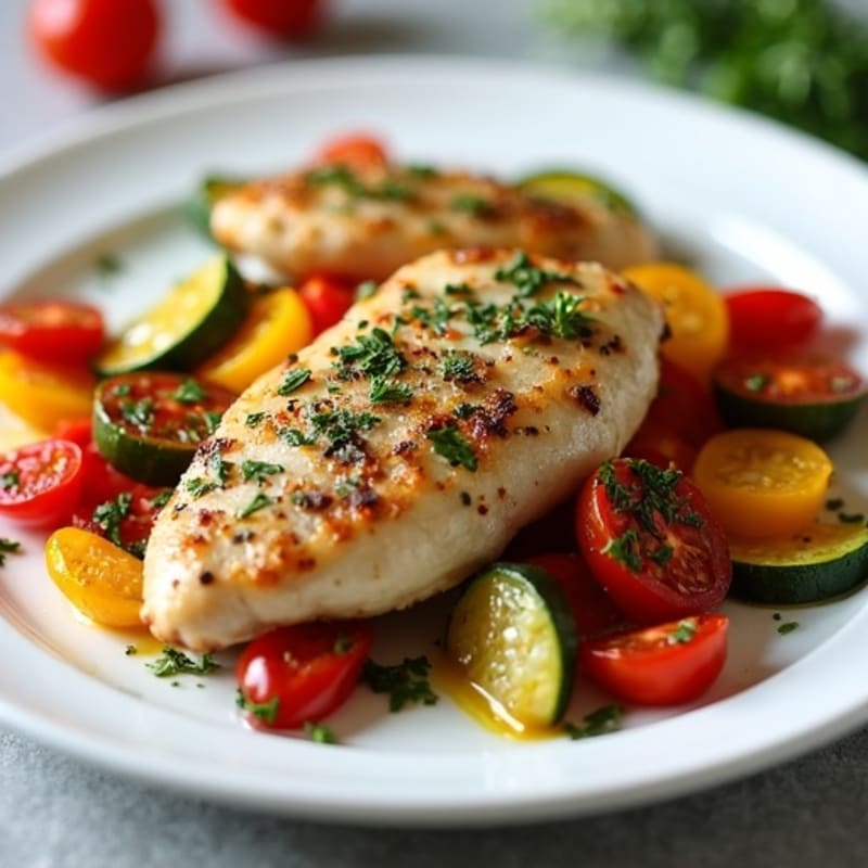 Herb-Crusted Pan Seared Chicken with Roasted Vegetables