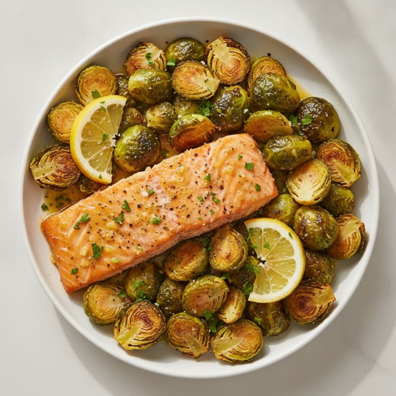 Sheet Pan Lemon Herb Salmon and Brussels Sprouts