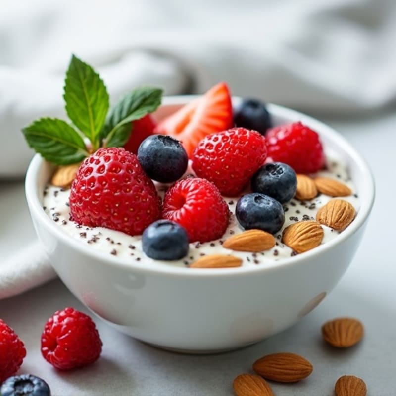 Cottage Cheese and Berry Protein Bowl with Almonds