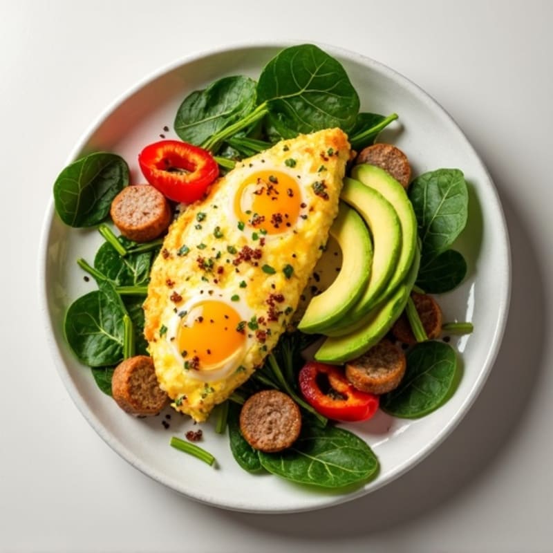 Egg White Scramble with Turkey Sausage and Spinach