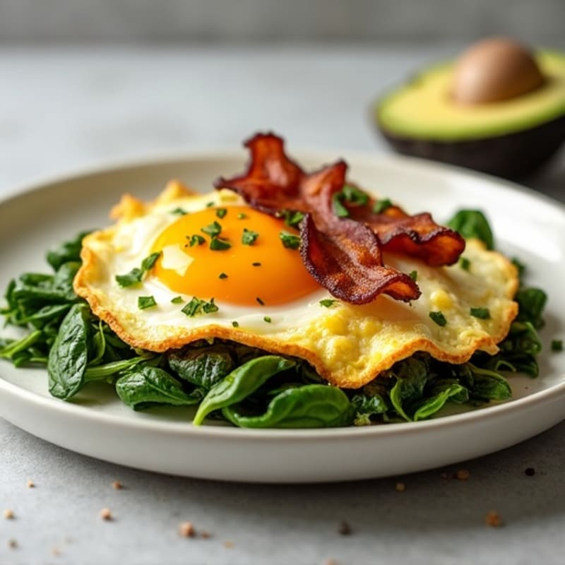 Crispy Turkey Bacon Egg White Scramble with Spinach