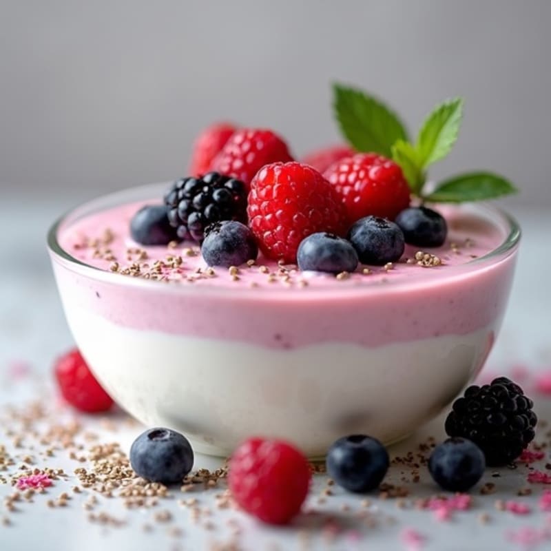 Silky Greek Yogurt Protein Pudding with Mixed Berries