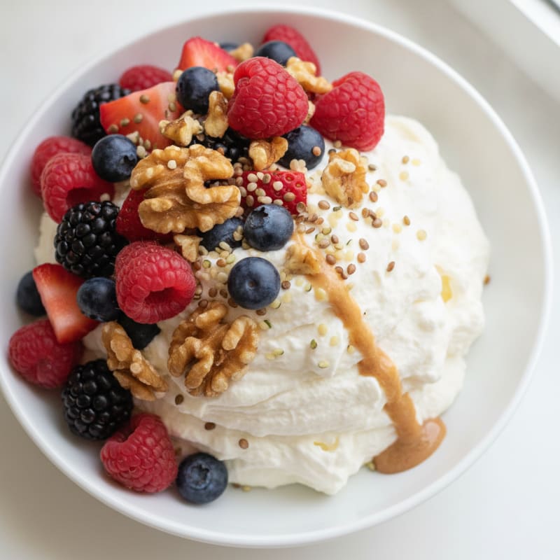 Silky Greek Yogurt Protein Mousse with Mixed Berries