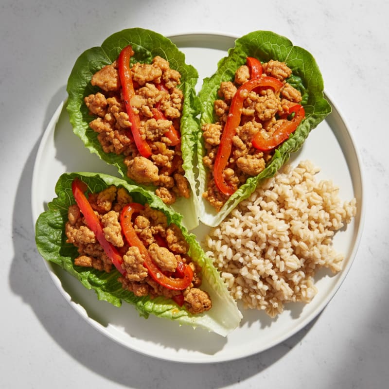 Ground Turkey Lettuce Wraps with Sautéed Peppers