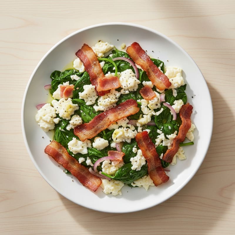 Egg White Spinach Scramble with Turkey Bacon