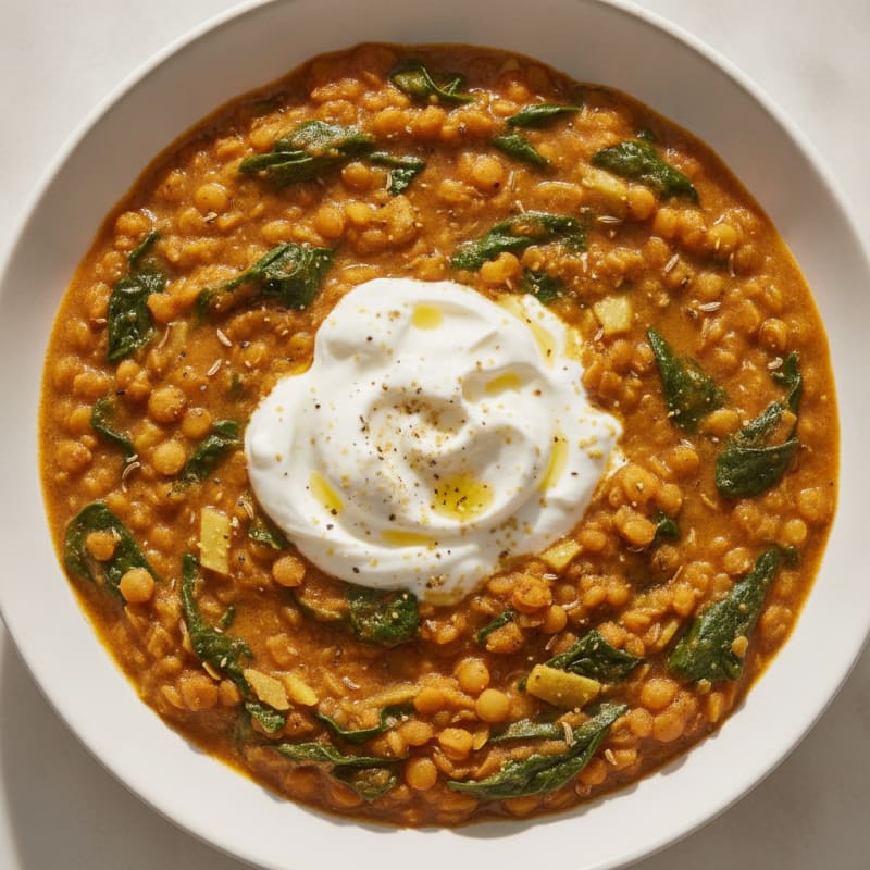 Red Lentil Curry with Spinach