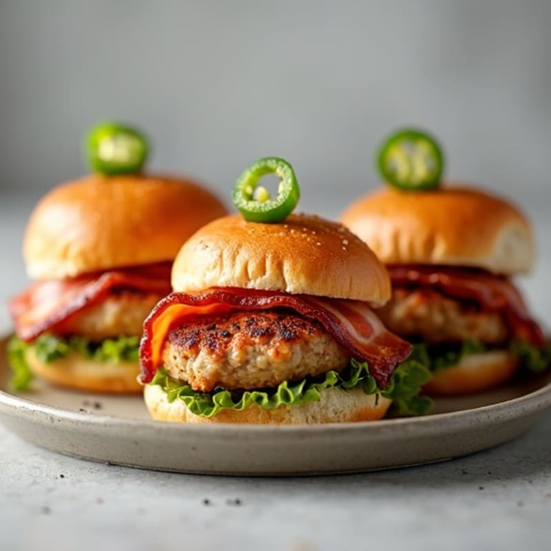 Smoky Bacon-Wrapped Turkey Sliders with Fresh Jalapeño