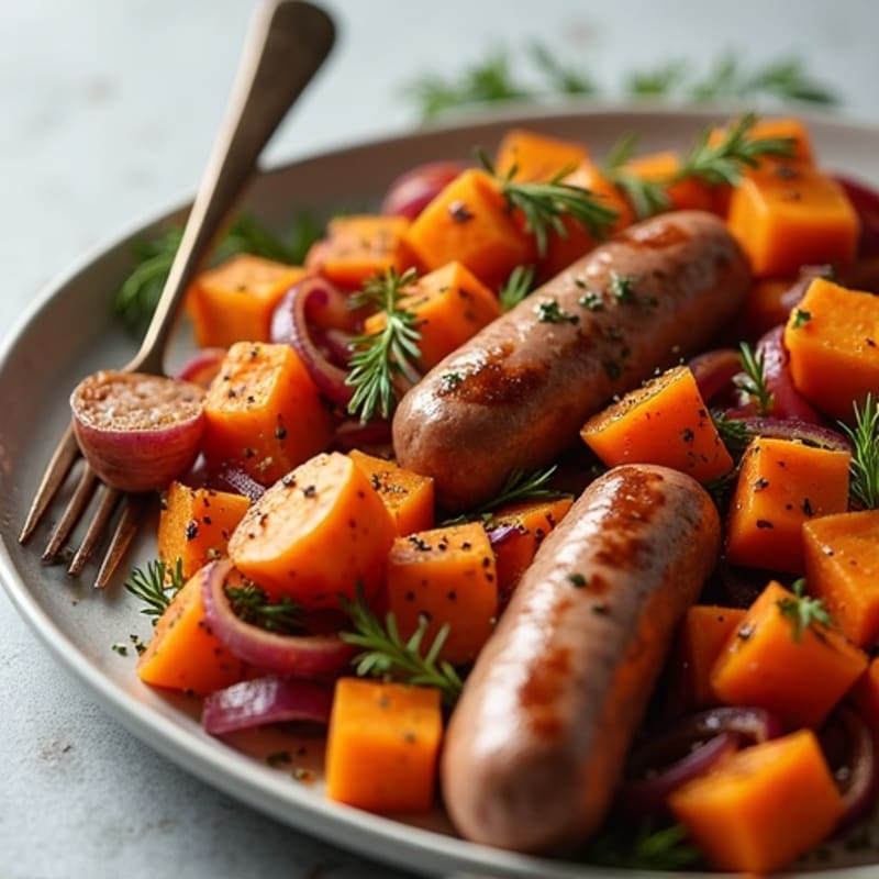 Herb-Roasted Sausage and Sweet Potato Sheet Pan Dinner