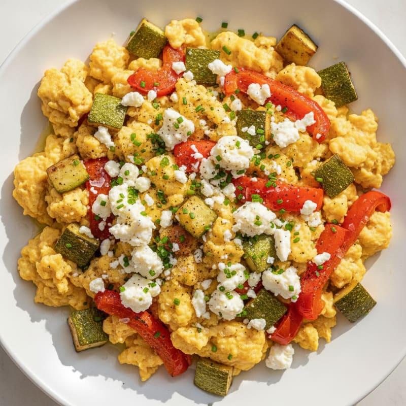 Hearty Scrambled Eggs with Roasted Vegetables