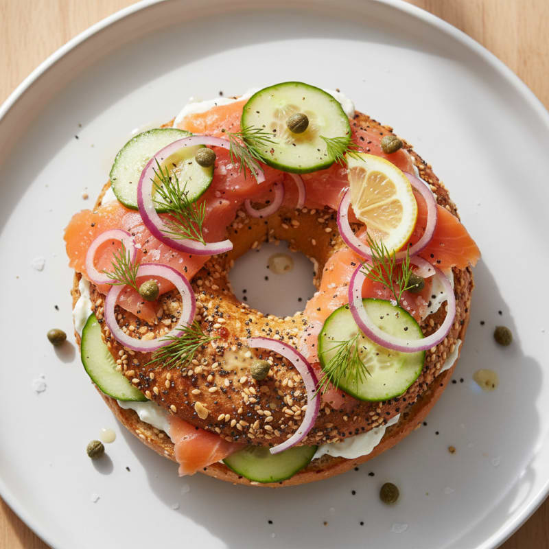 Creamy Smoked Salmon Everything Bagel