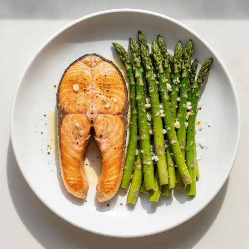Pan-Seared Salmon with Roasted Asparagus