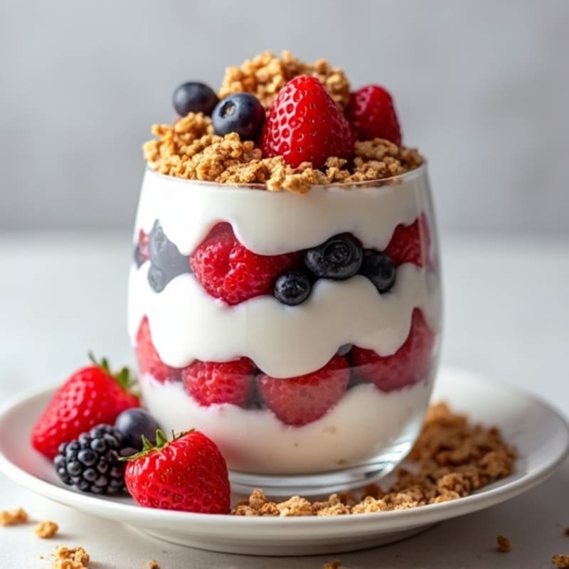 Greek Yogurt Protein Parfait with Berries and Almond Butter