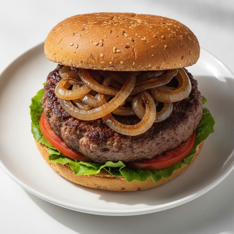 Classic Beef Burger with Caramelized Onions