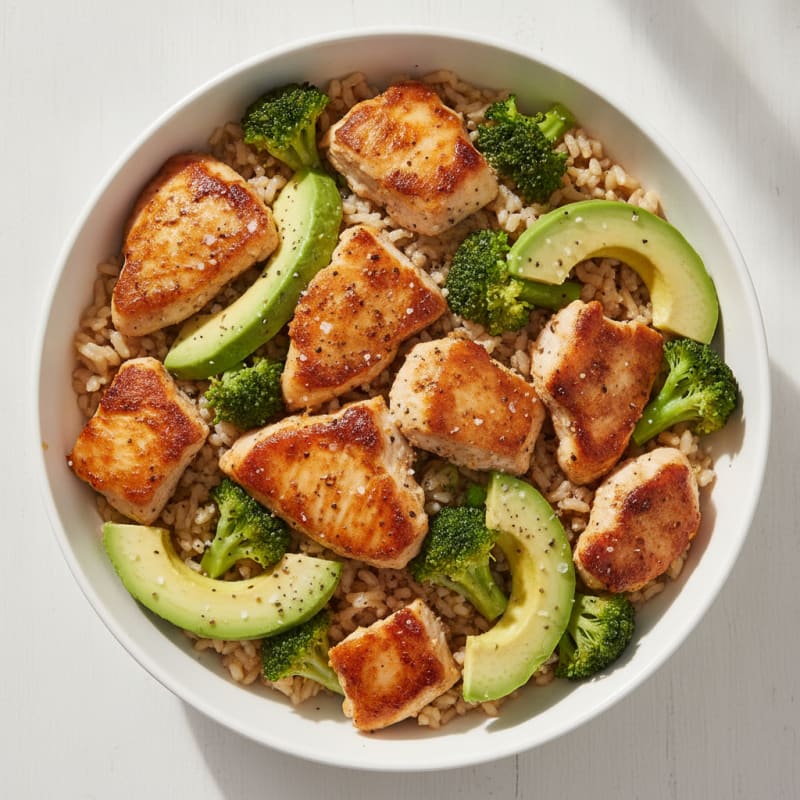 High-Calorie Chicken and Rice Power Bowl