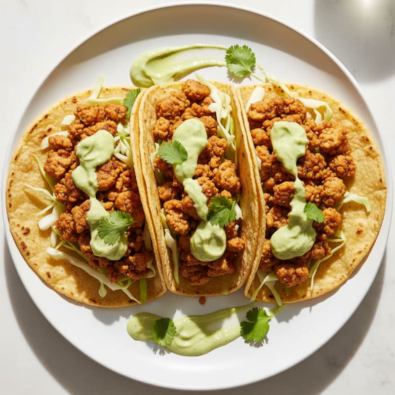 Ground Chicken Tacos with Avocado Crema