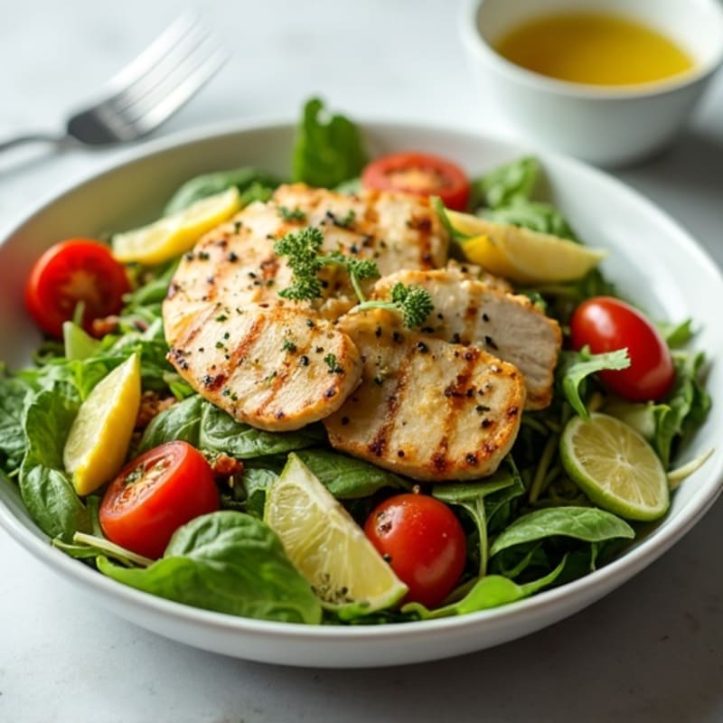 Grilled Chicken Salad with Leafy Greens and Lemon Vinaigrette