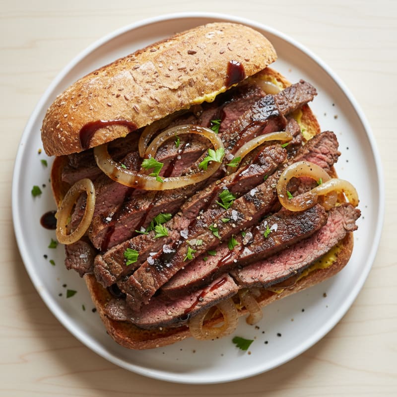 Tender Caramelized Beef and Onion Sandwich