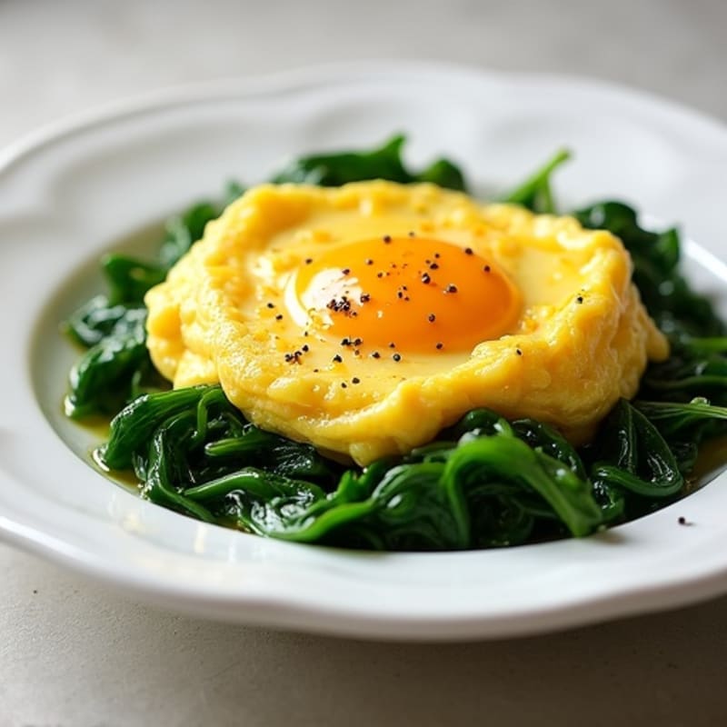 Scrambled Eggs with Sautéed Spinach