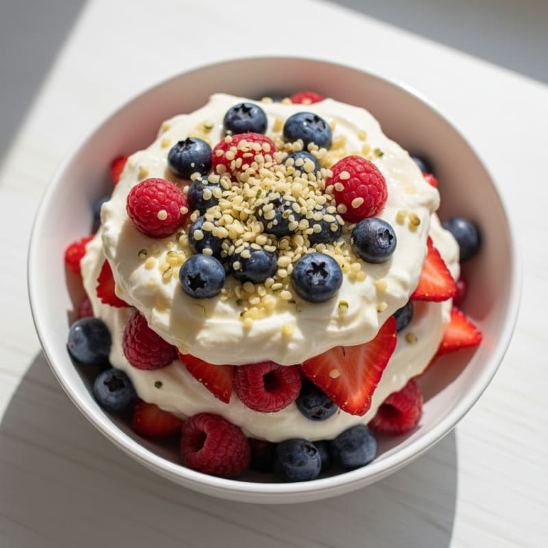 Vanilla Greek Yogurt Protein Parfait with Mixed Berries