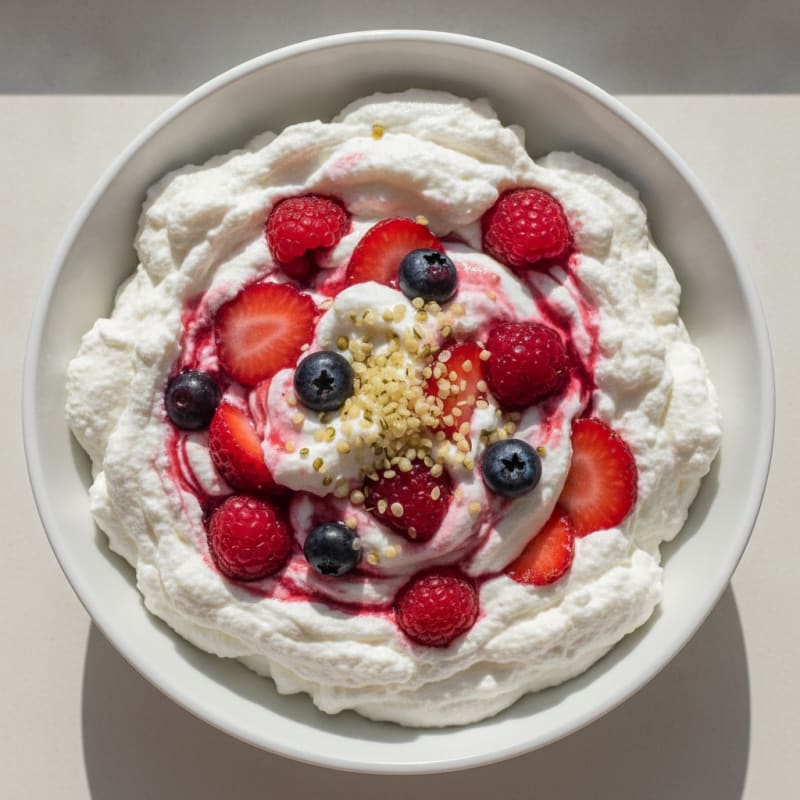 Greek Yogurt Protein Mousse with Mixed Berries